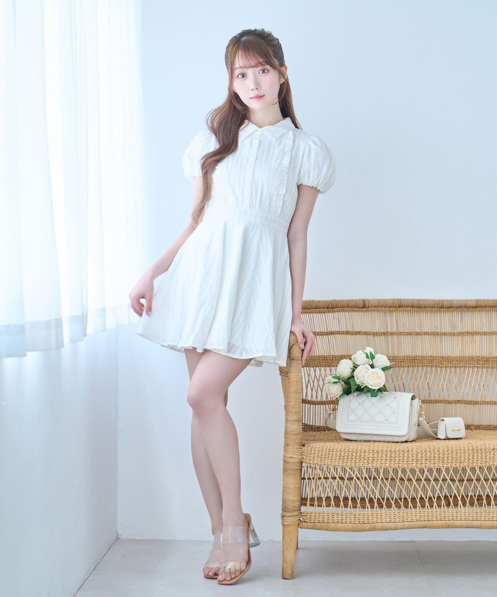 cotton lace flare mini onepiece