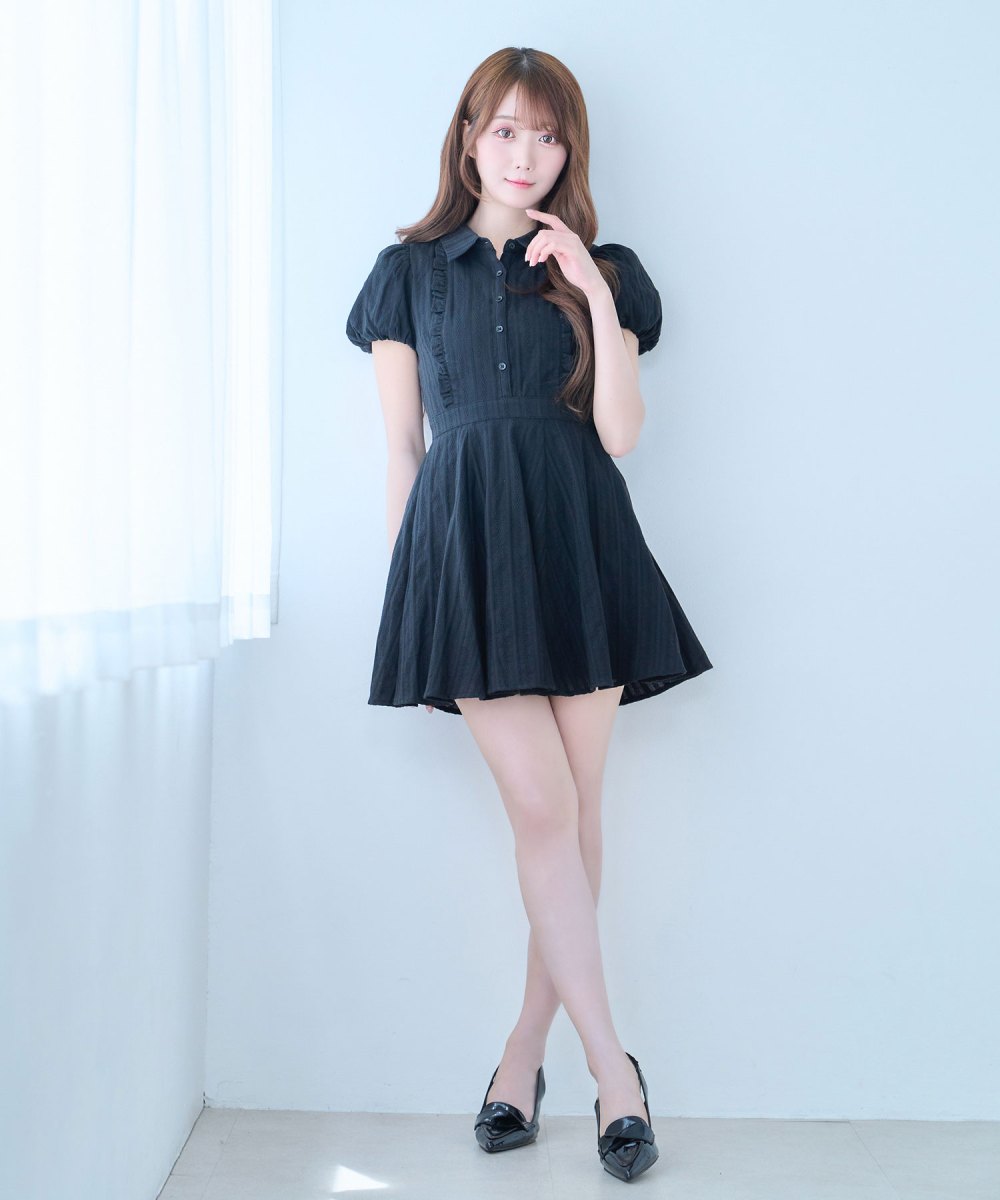 cotton lace flare mini onepiece