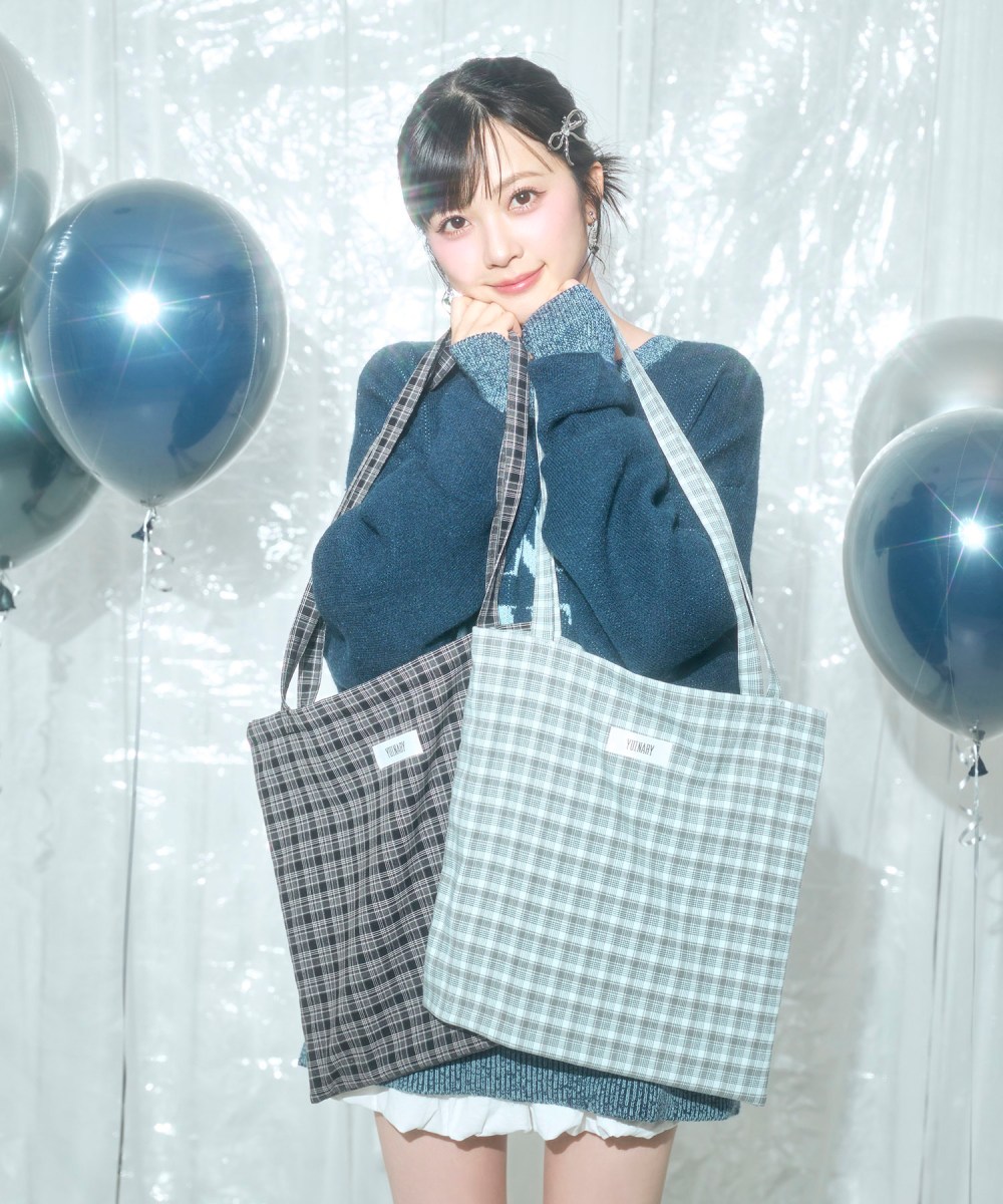 チェックトートバッグ