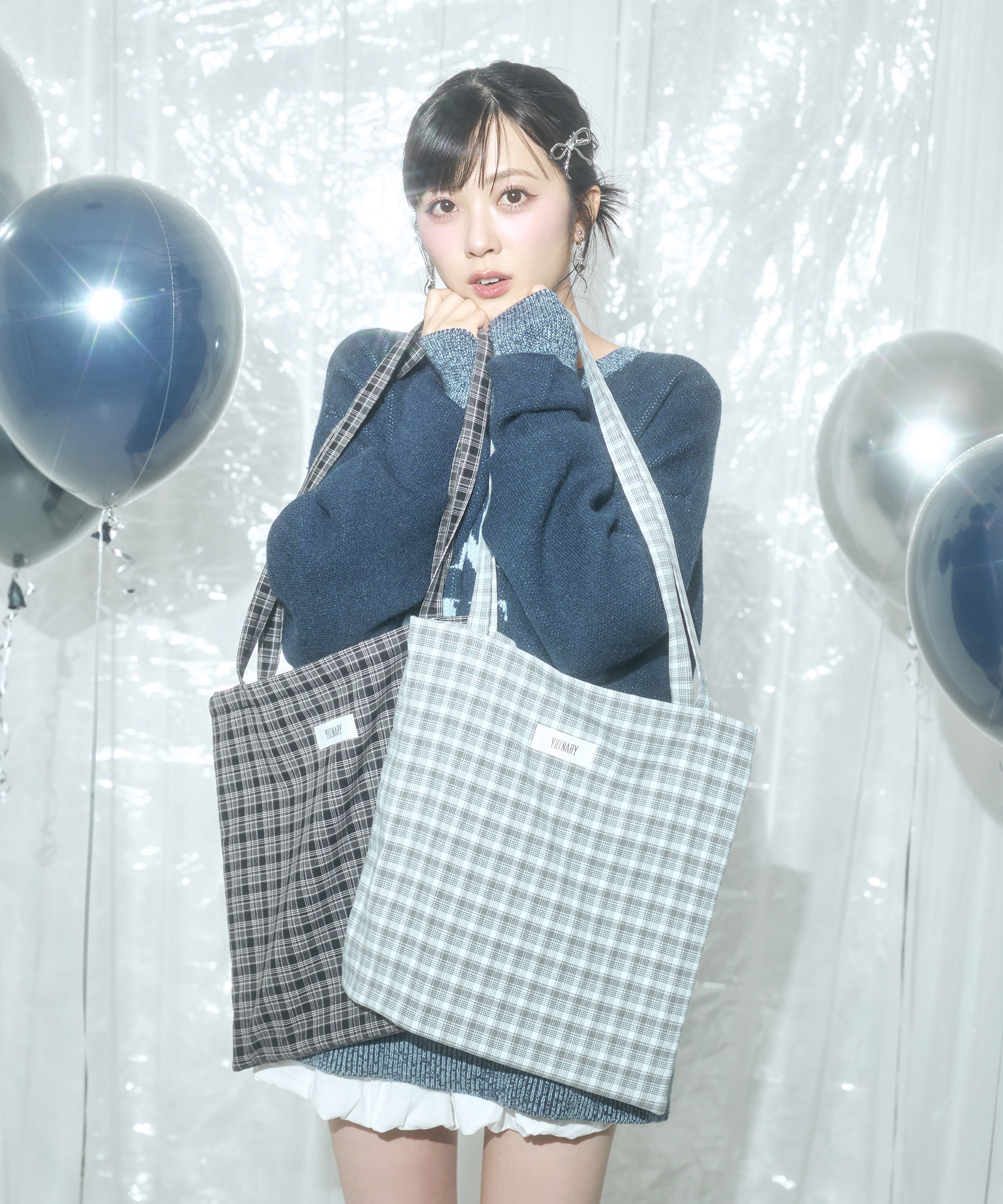 チェックトートバッグ