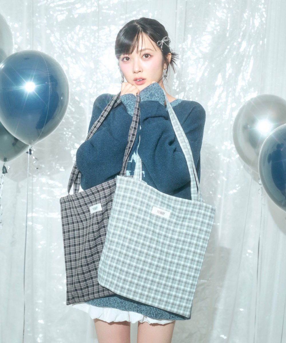 チェックトートバッグ