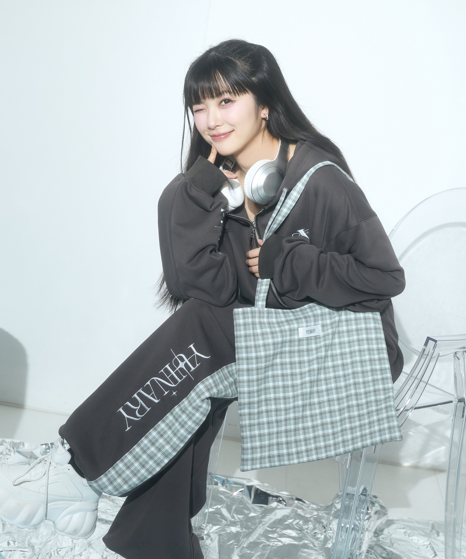 チェックトートバッグ