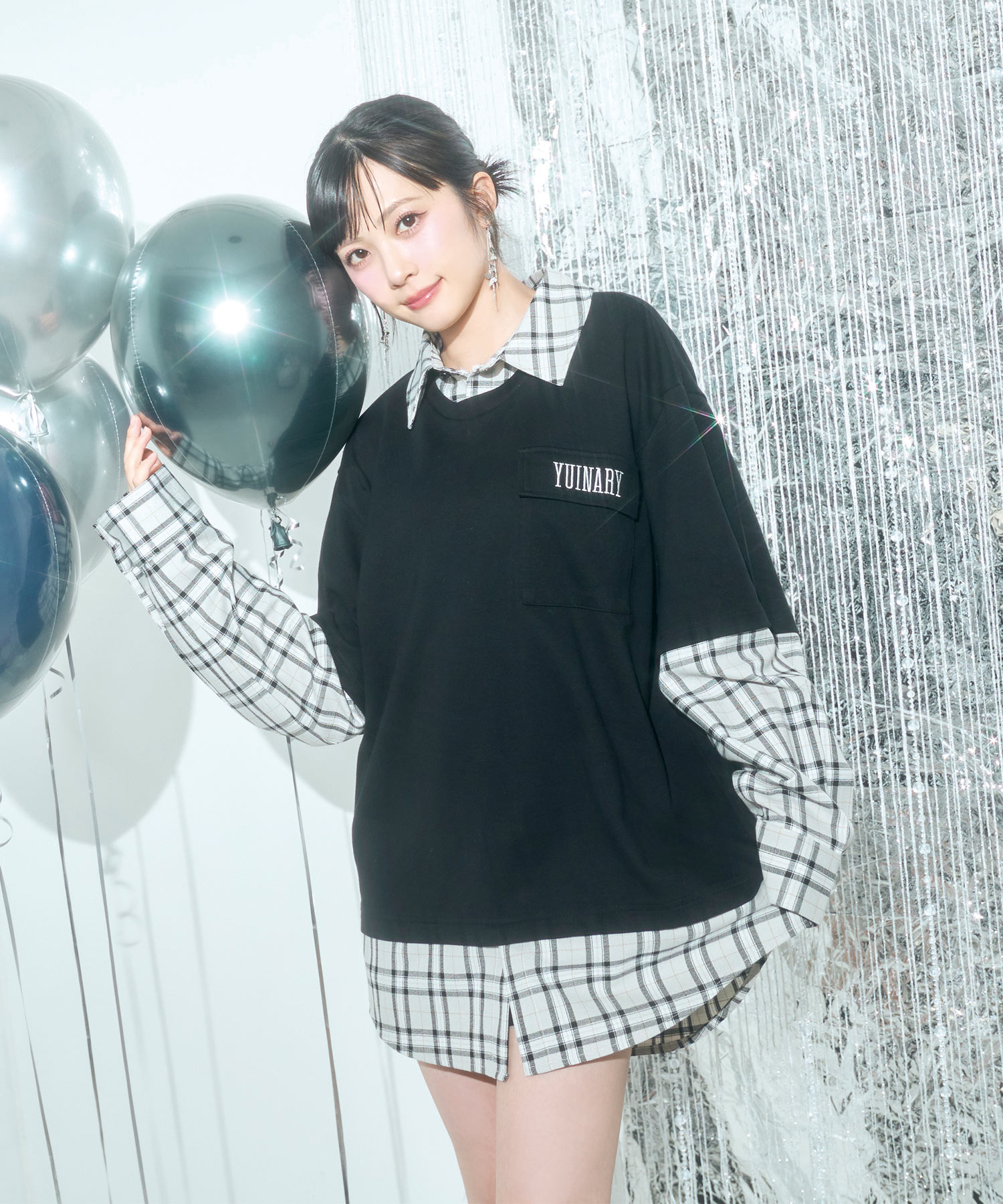 UNISEX チェックシャツレイヤードトップス