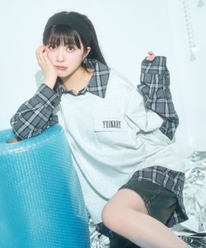 UNISEX チェックシャツレイヤードトップス
