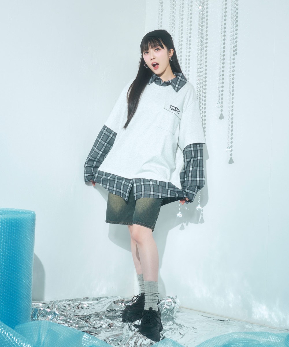 UNISEX チェックシャツレイヤードトップス
