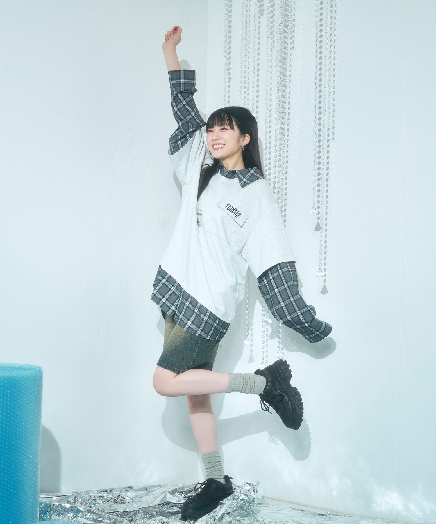 UNISEX チェックシャツレイヤードトップス