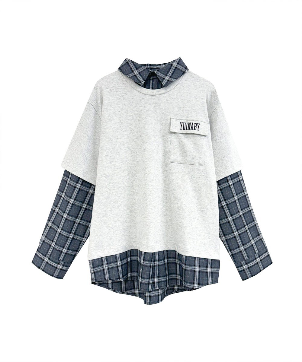 UNISEX チェックシャツレイヤードトップス