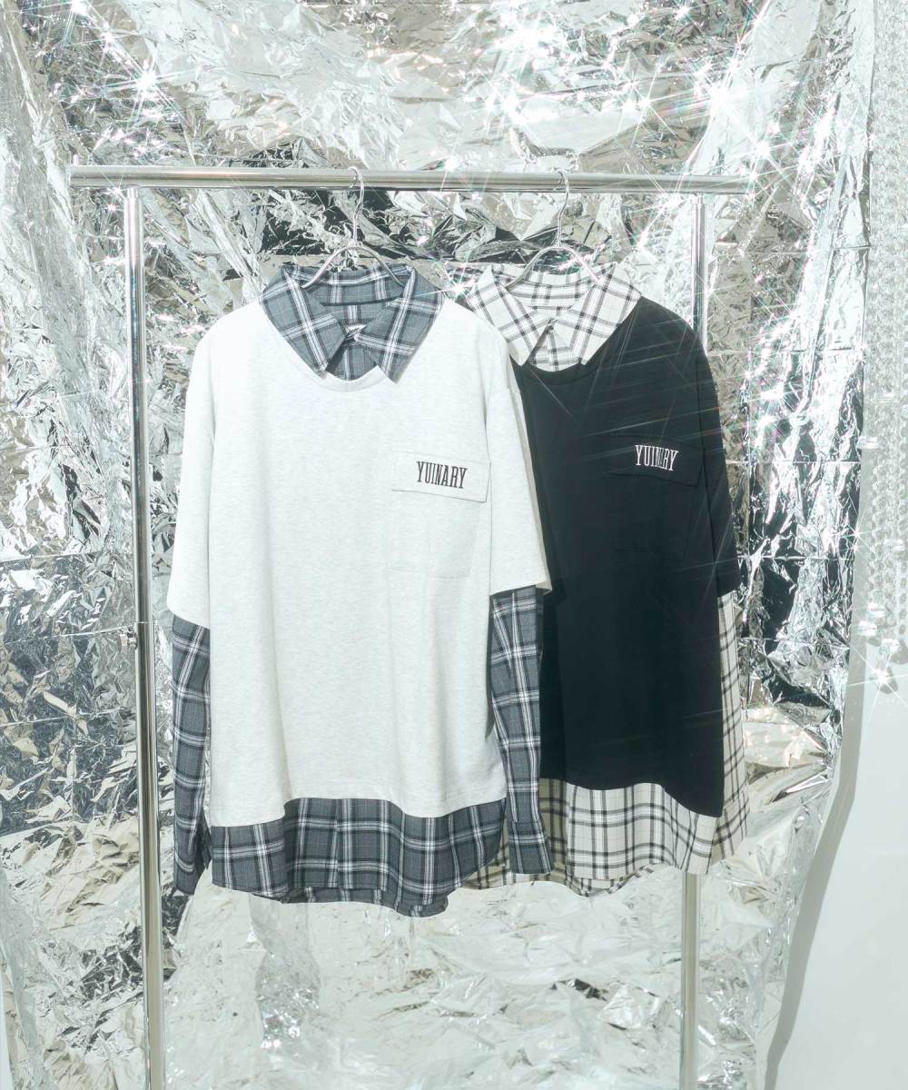 UNISEX チェックシャツレイヤードトップス