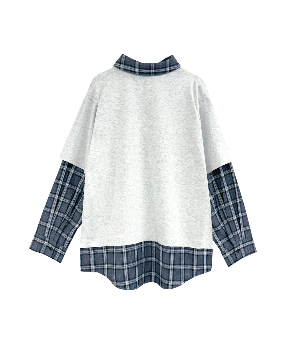 UNISEX チェックシャツレイヤードトップス