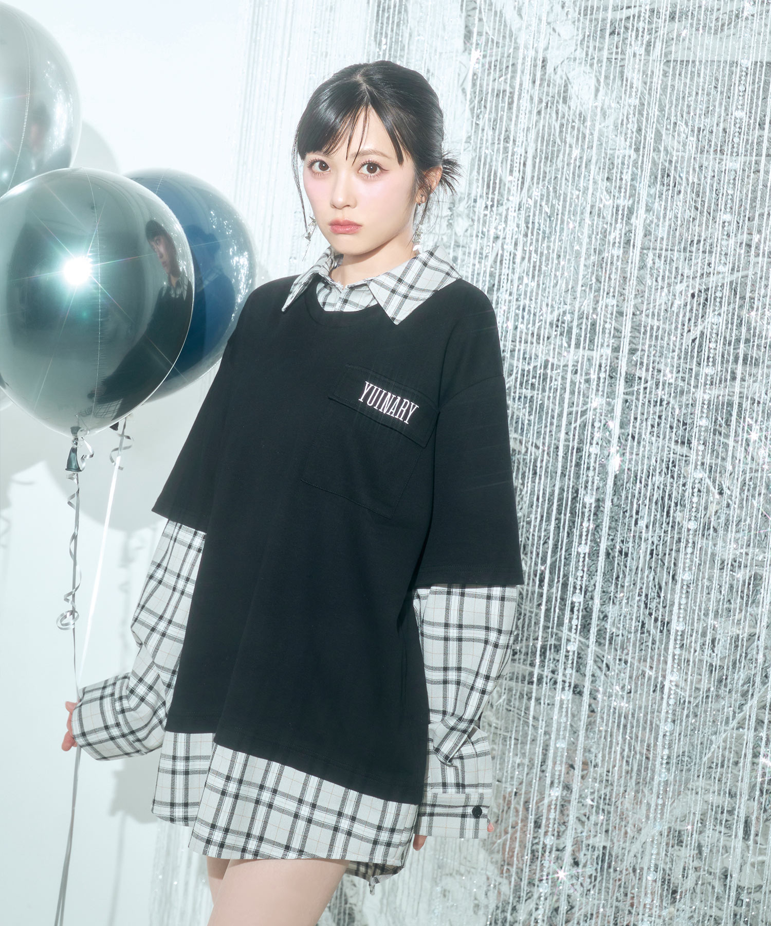 UNISEX チェックシャツレイヤードトップス