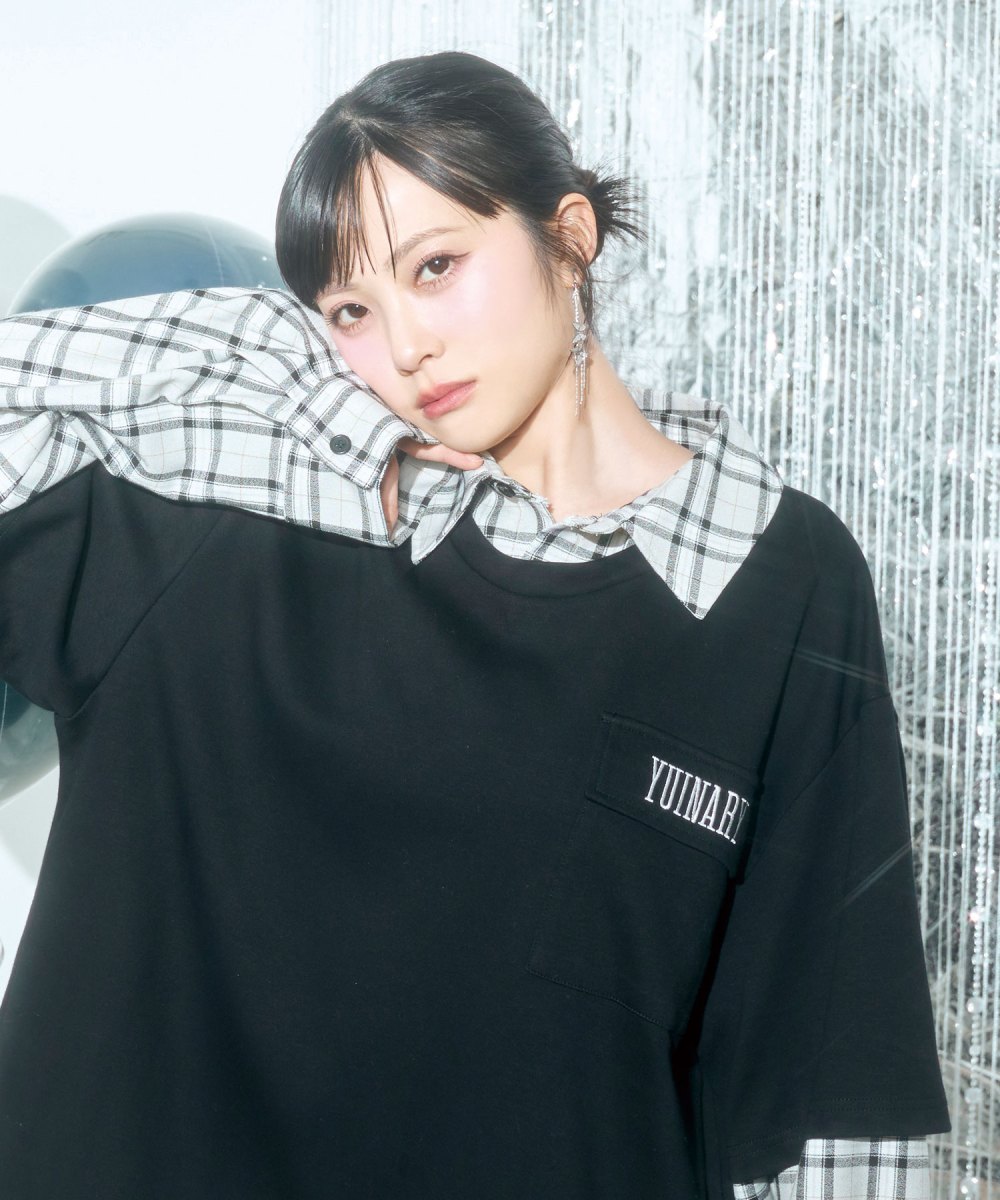 UNISEX チェックシャツレイヤードトップス
