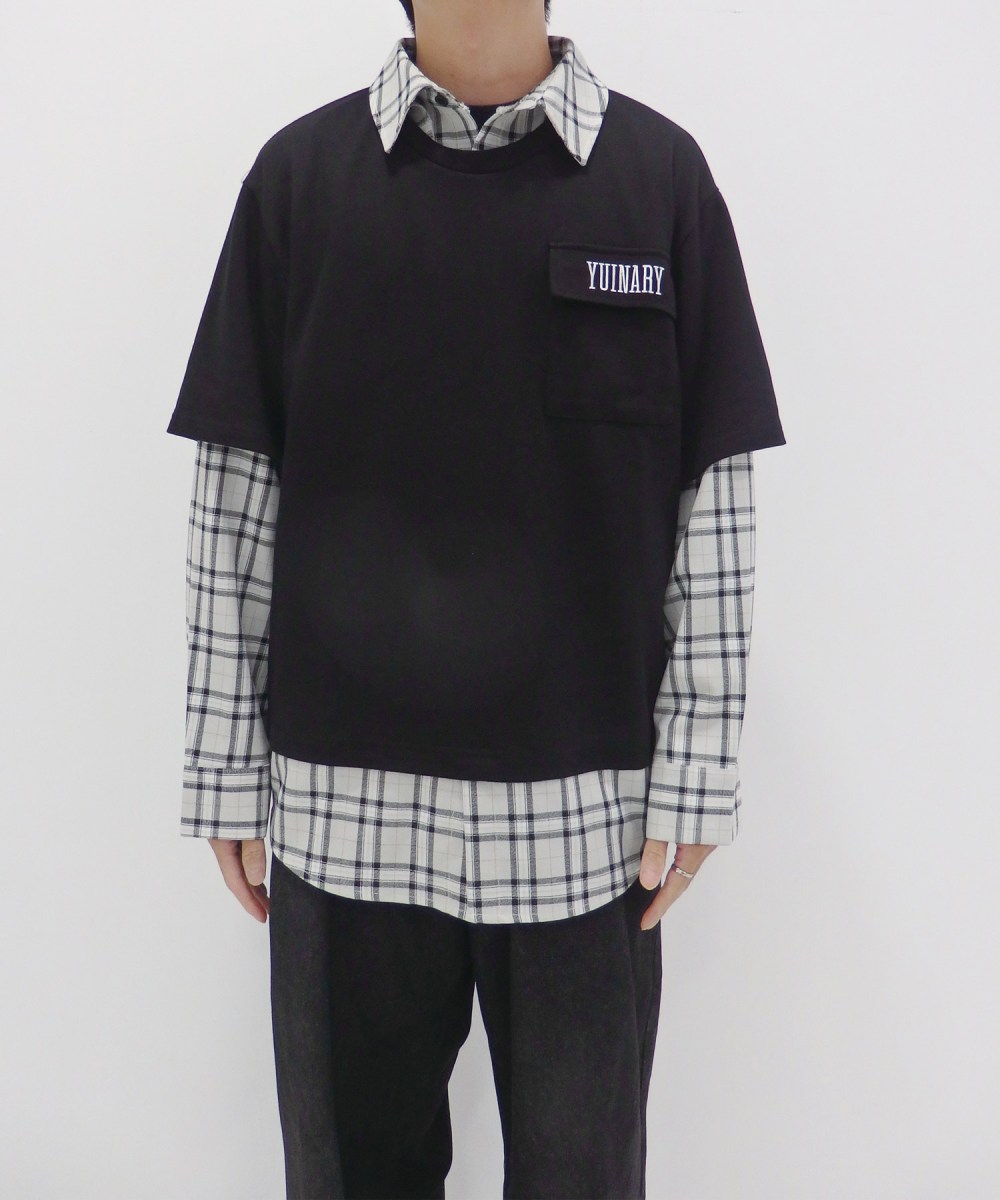 UNISEX チェックシャツレイヤードトップス