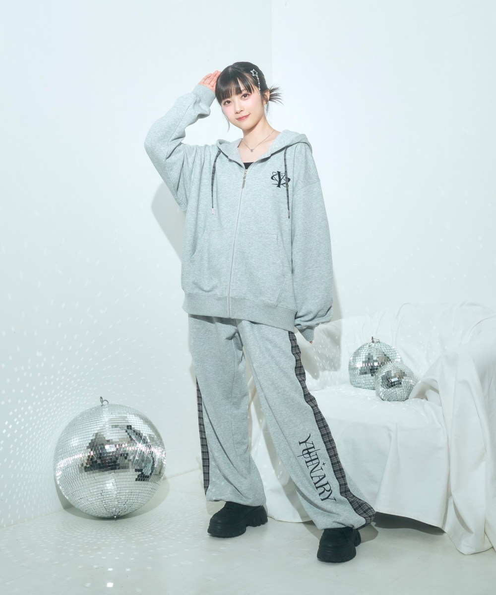UNISEX チェックラインスウェットパンツ