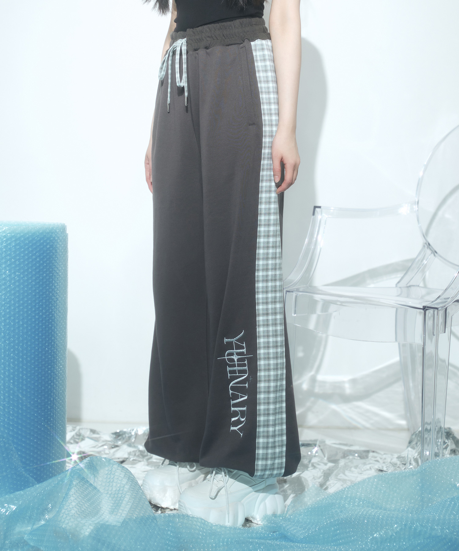 UNISEX チェックラインスウェットパンツ