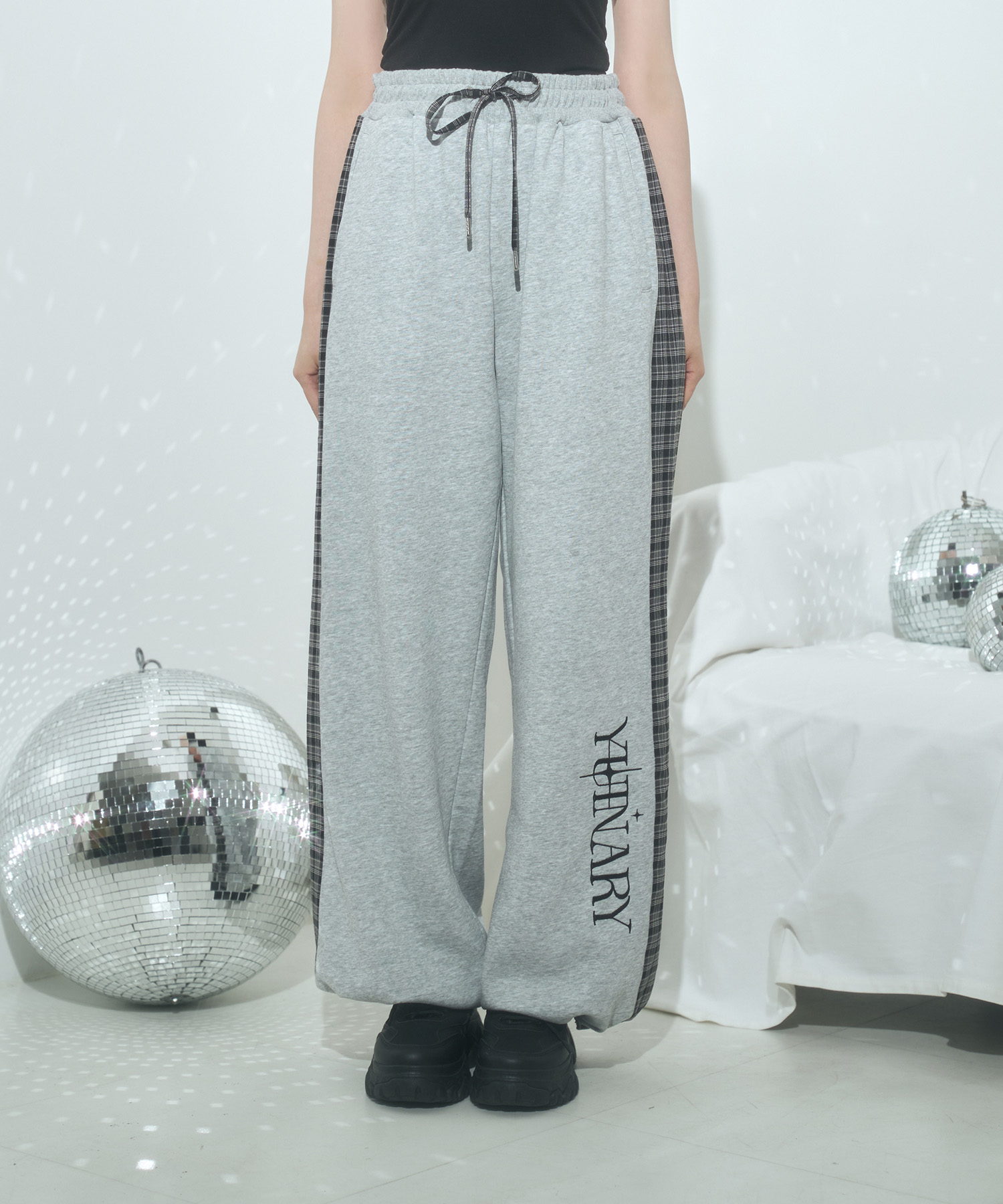 UNISEX チェックラインスウェットパンツ