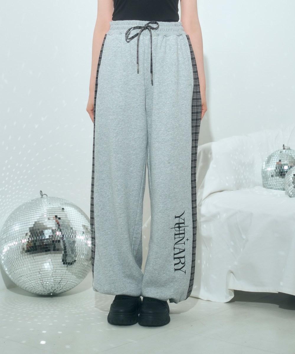 UNISEX チェックラインスウェットパンツ