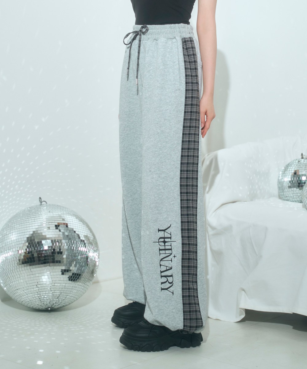 UNISEX チェックラインスウェットパンツ