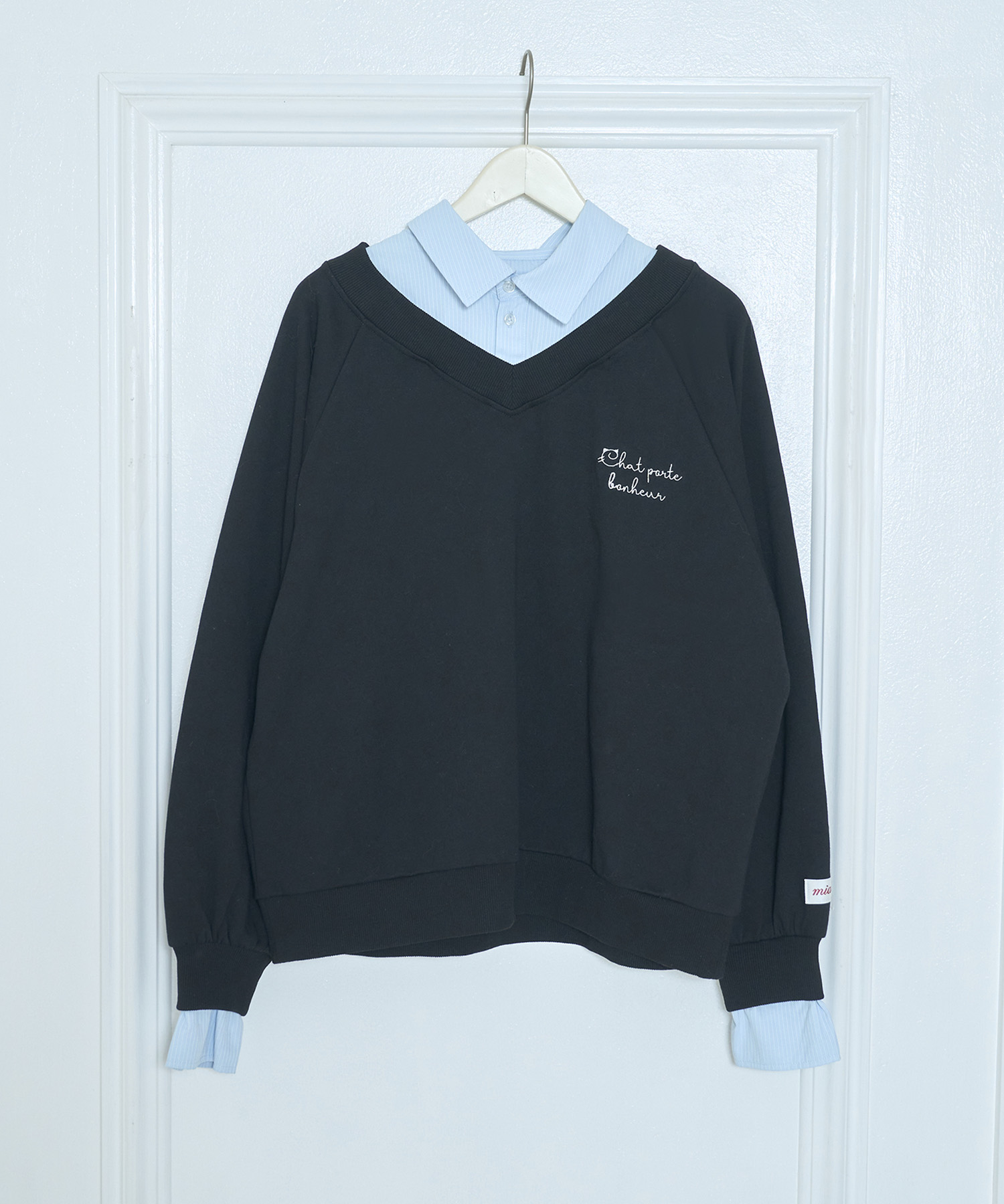 UNISEX 2way collar sweatshirt / BLACK