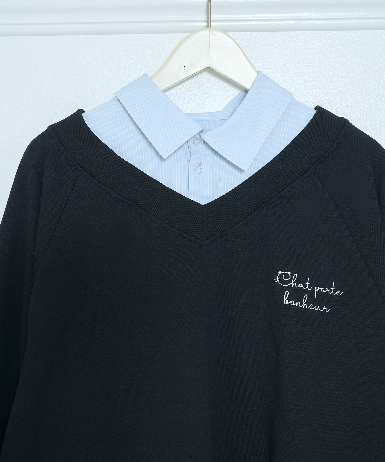 UNISEX 2way collar sweatshirt / BLACK