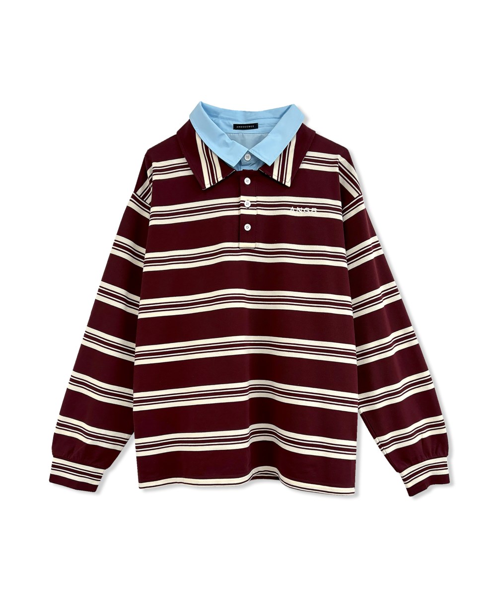 UNISEX ボーダーポロロンT