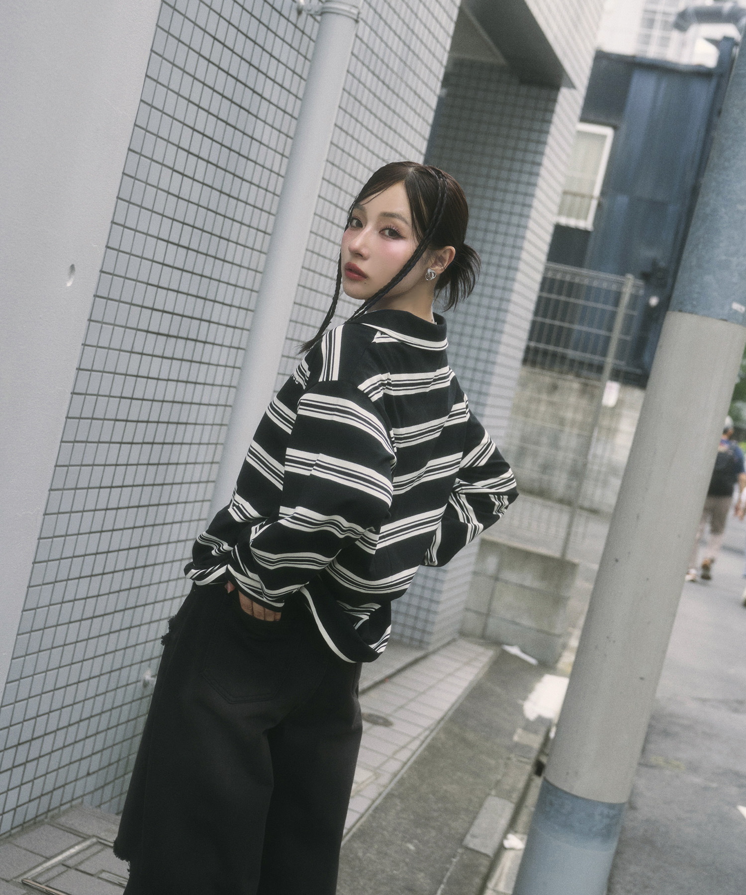 UNISEX ボーダーポロロンT