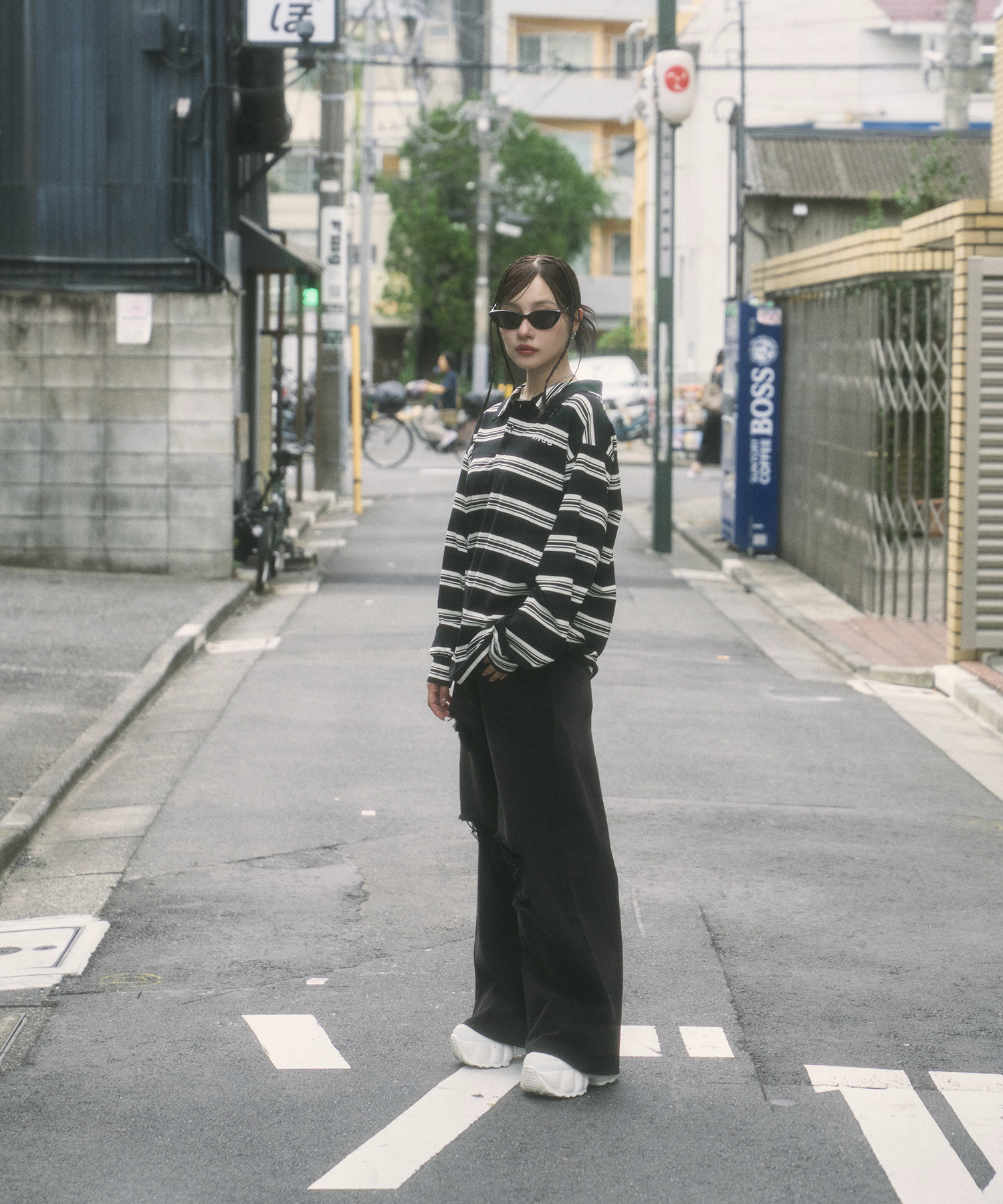 UNISEX ボーダーポロロンT