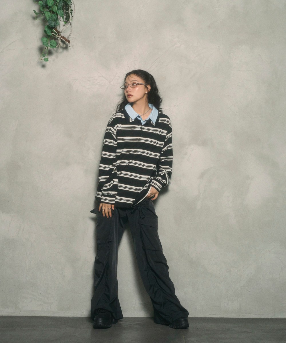 UNISEX ボーダーポロロンT
