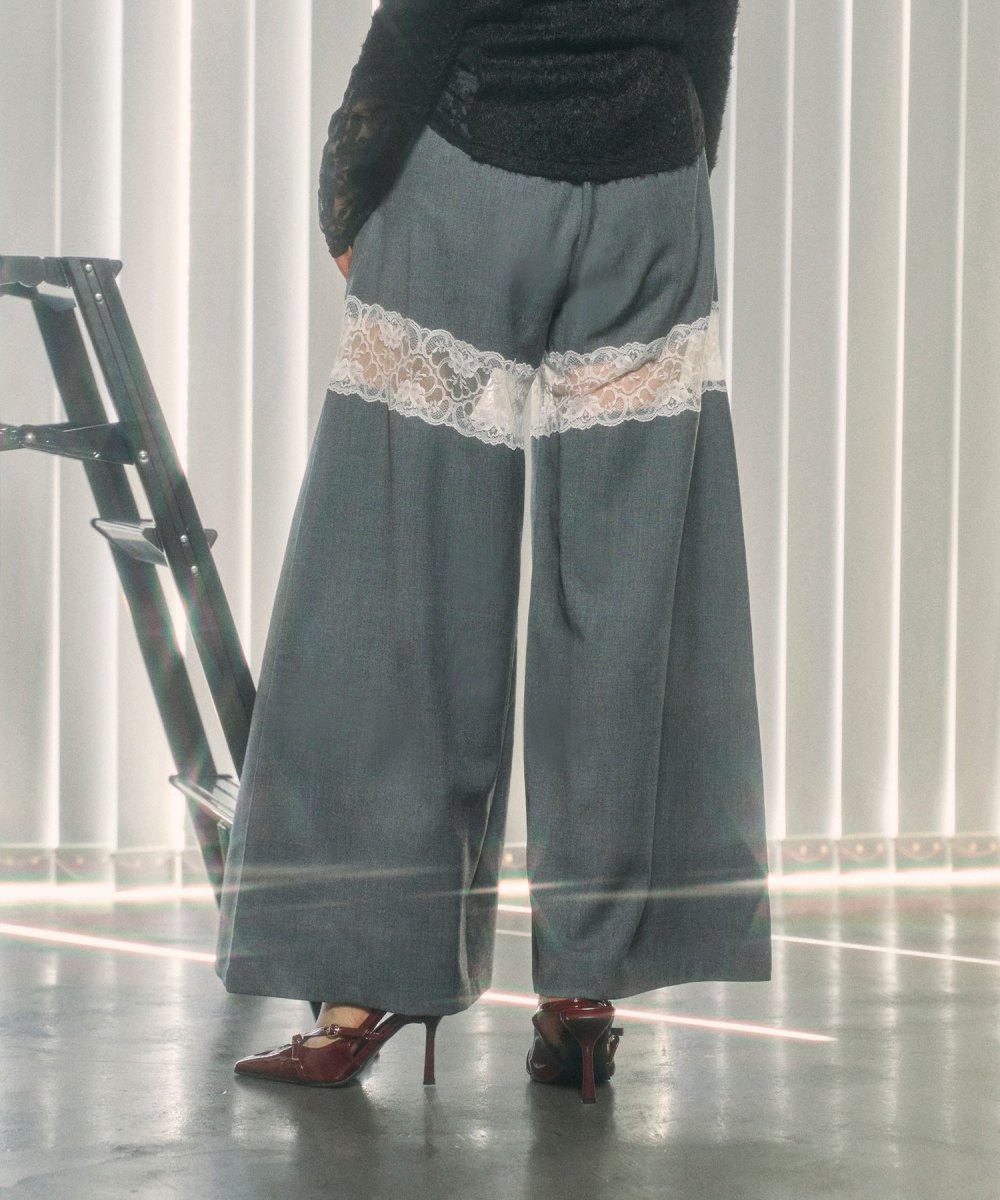 レースドッキングワイドパンツ