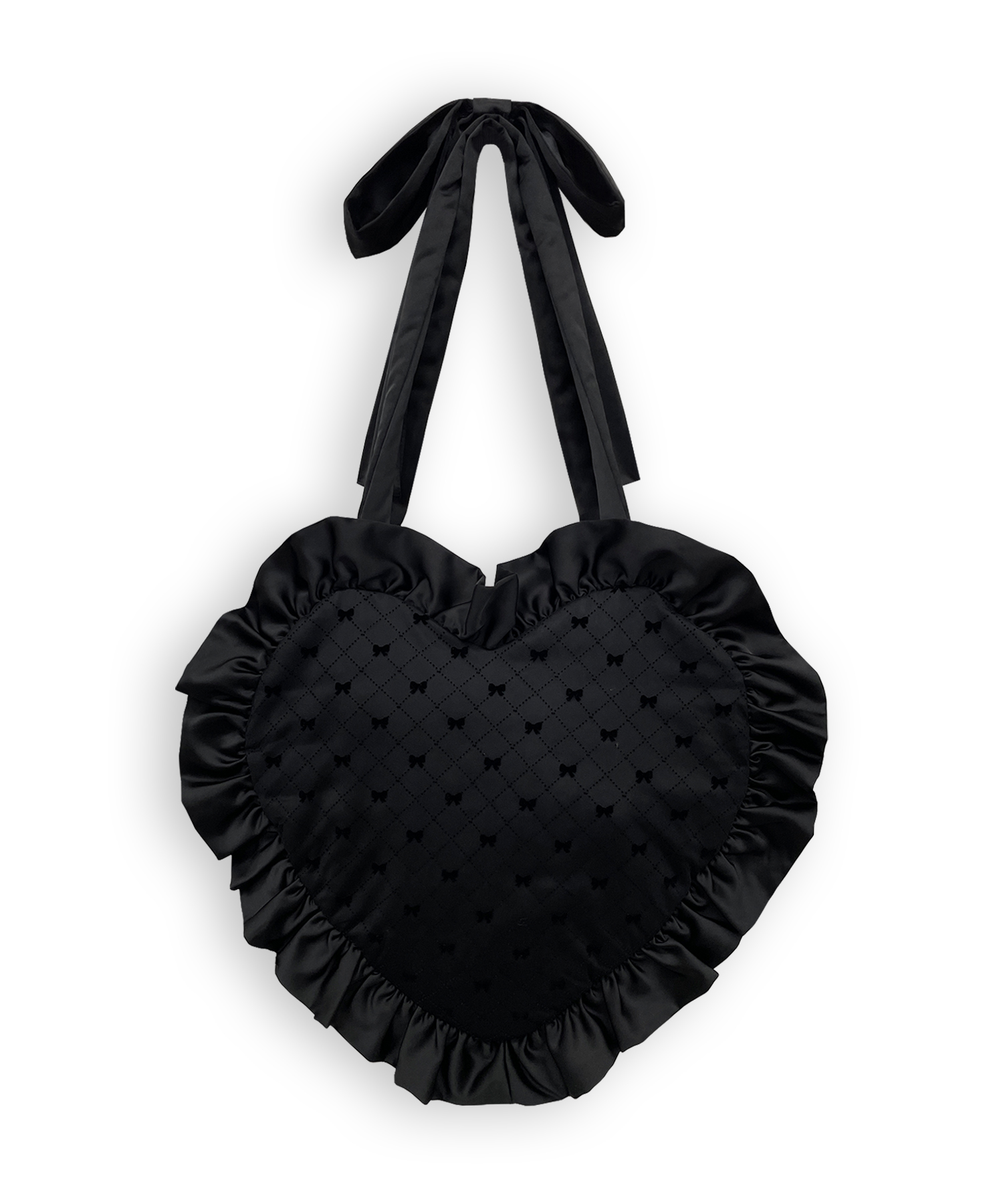 ハンドルリボンフロッキーハートバッグ