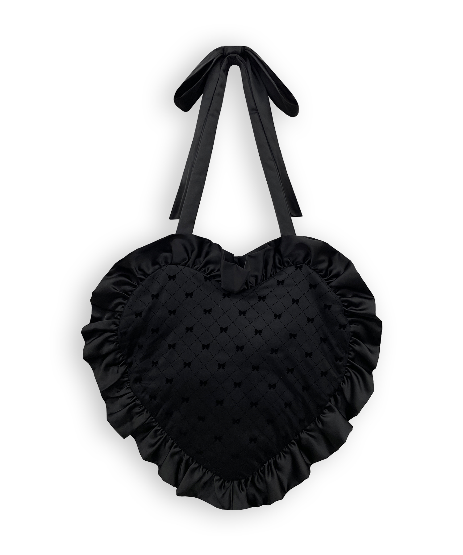 ハンドルリボンフロッキーハートバッグ