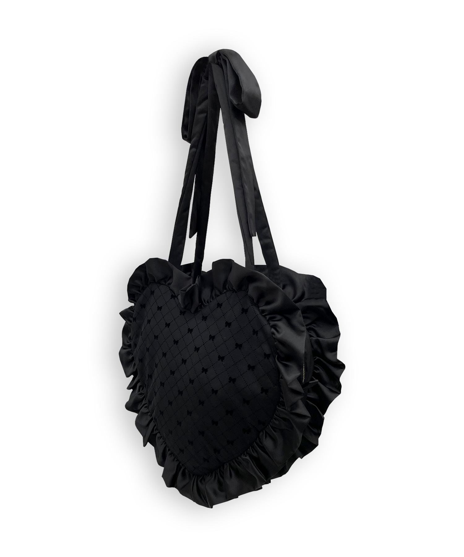 ハンドルリボンフロッキーハートバッグ