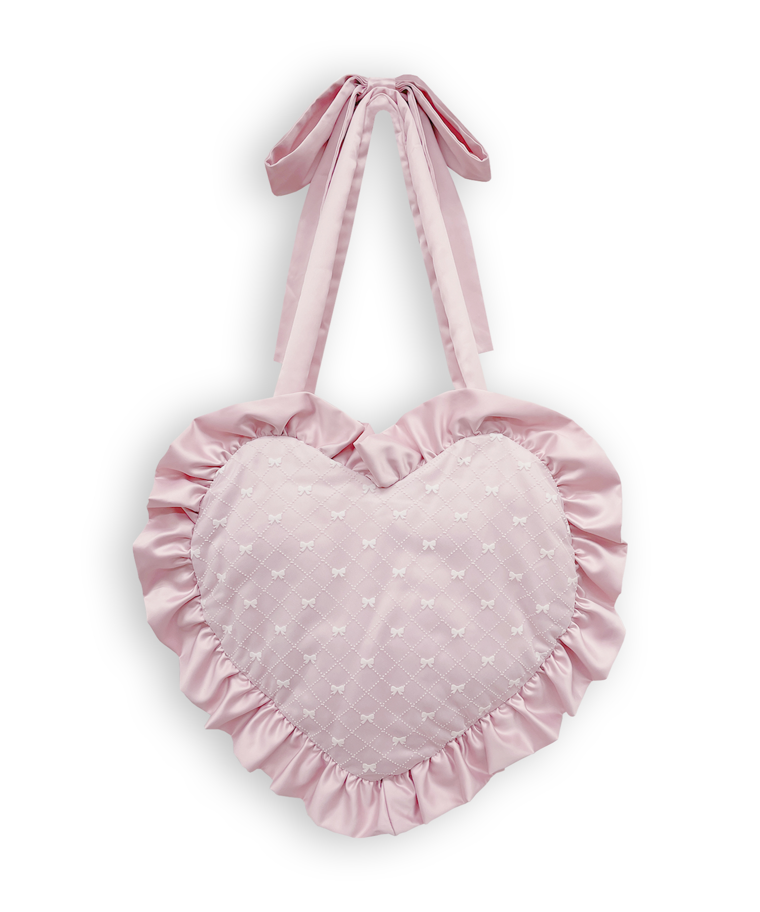 ハンドルリボンフロッキーハートバッグ