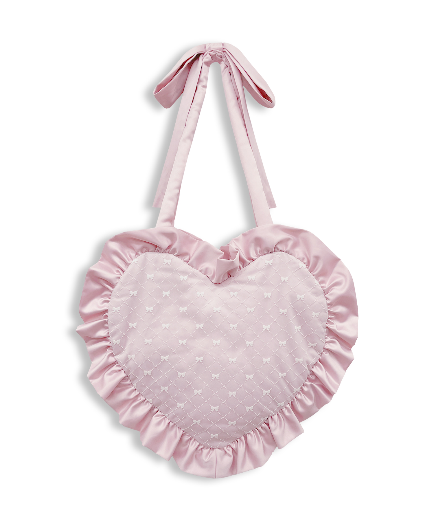 ハンドルリボンフロッキーハートバッグ