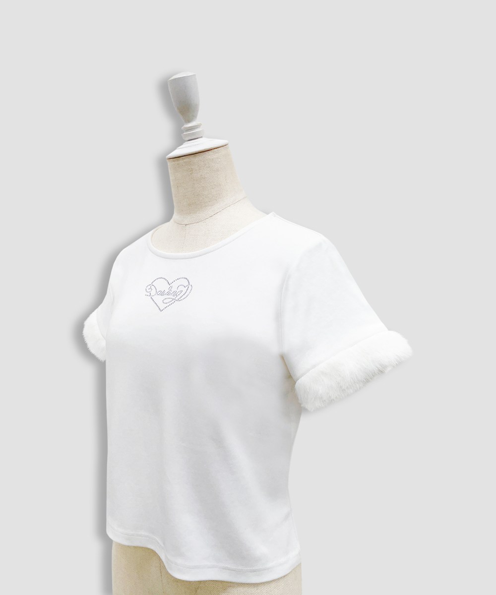 エコファー付きラインストーンTシャツ