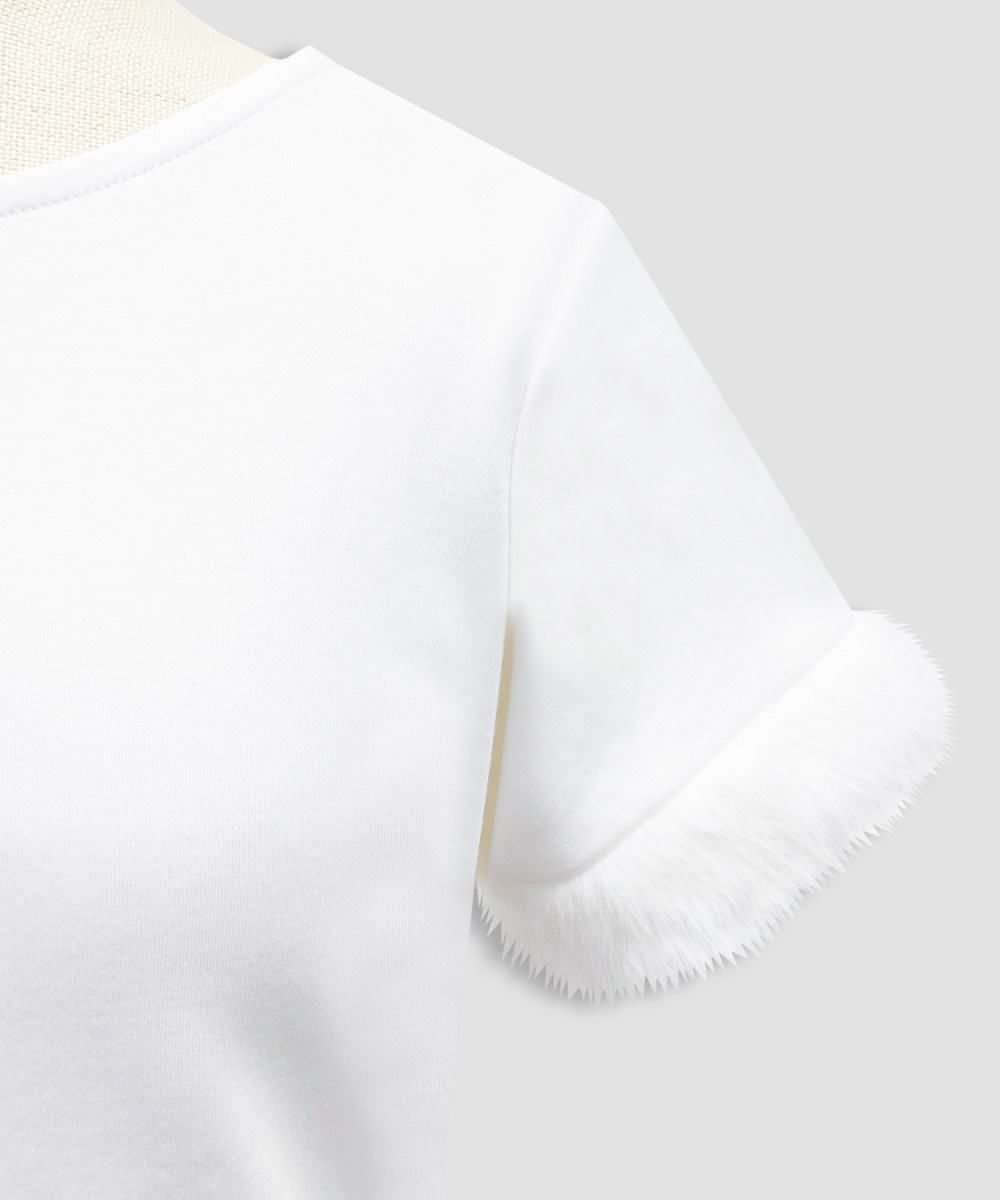 エコファー付きラインストーンTシャツ