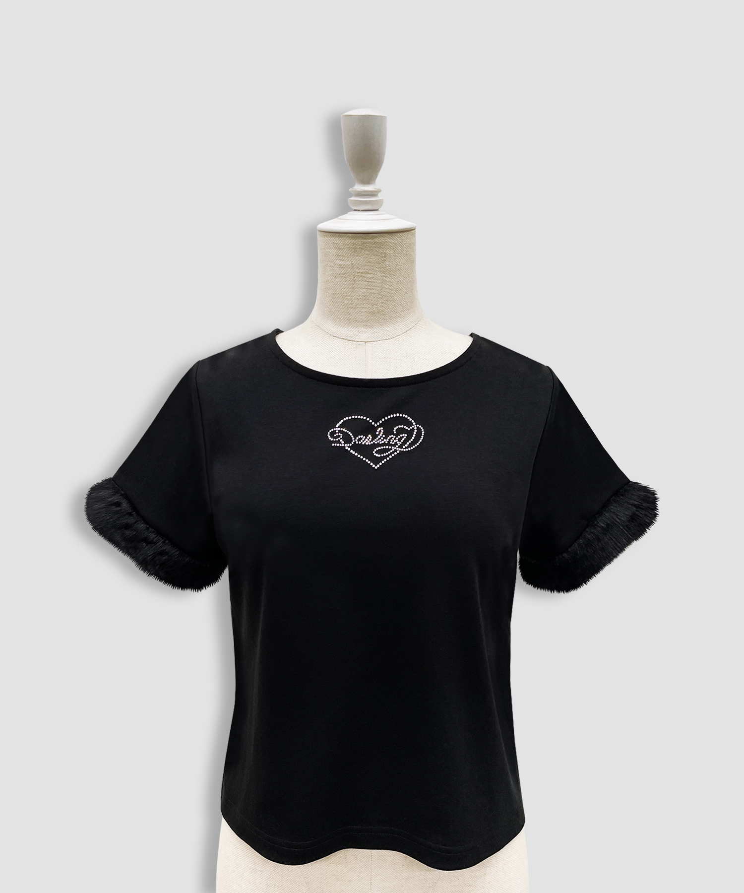 エコファー付きラインストーンTシャツ