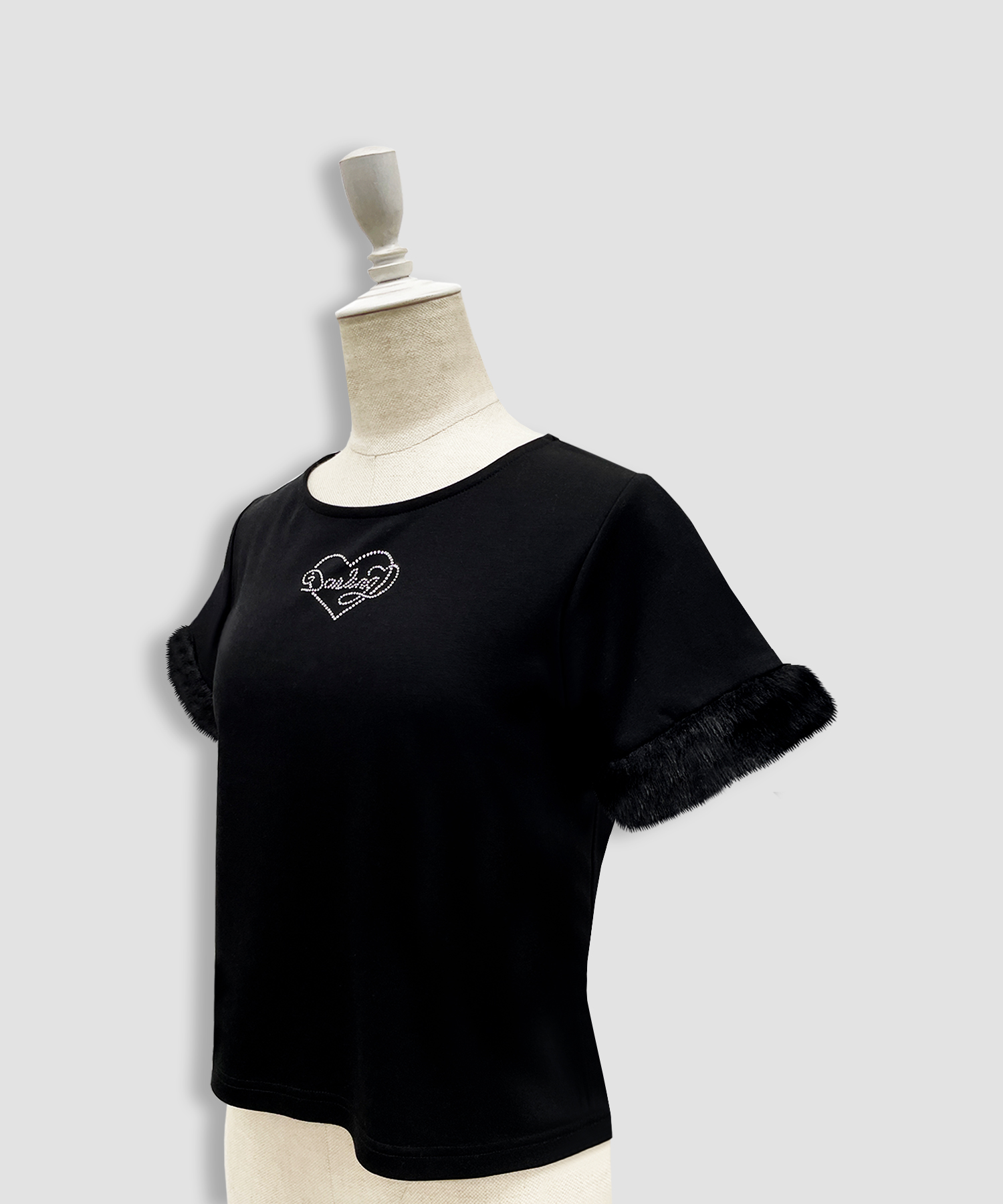 エコファー付きラインストーンTシャツ