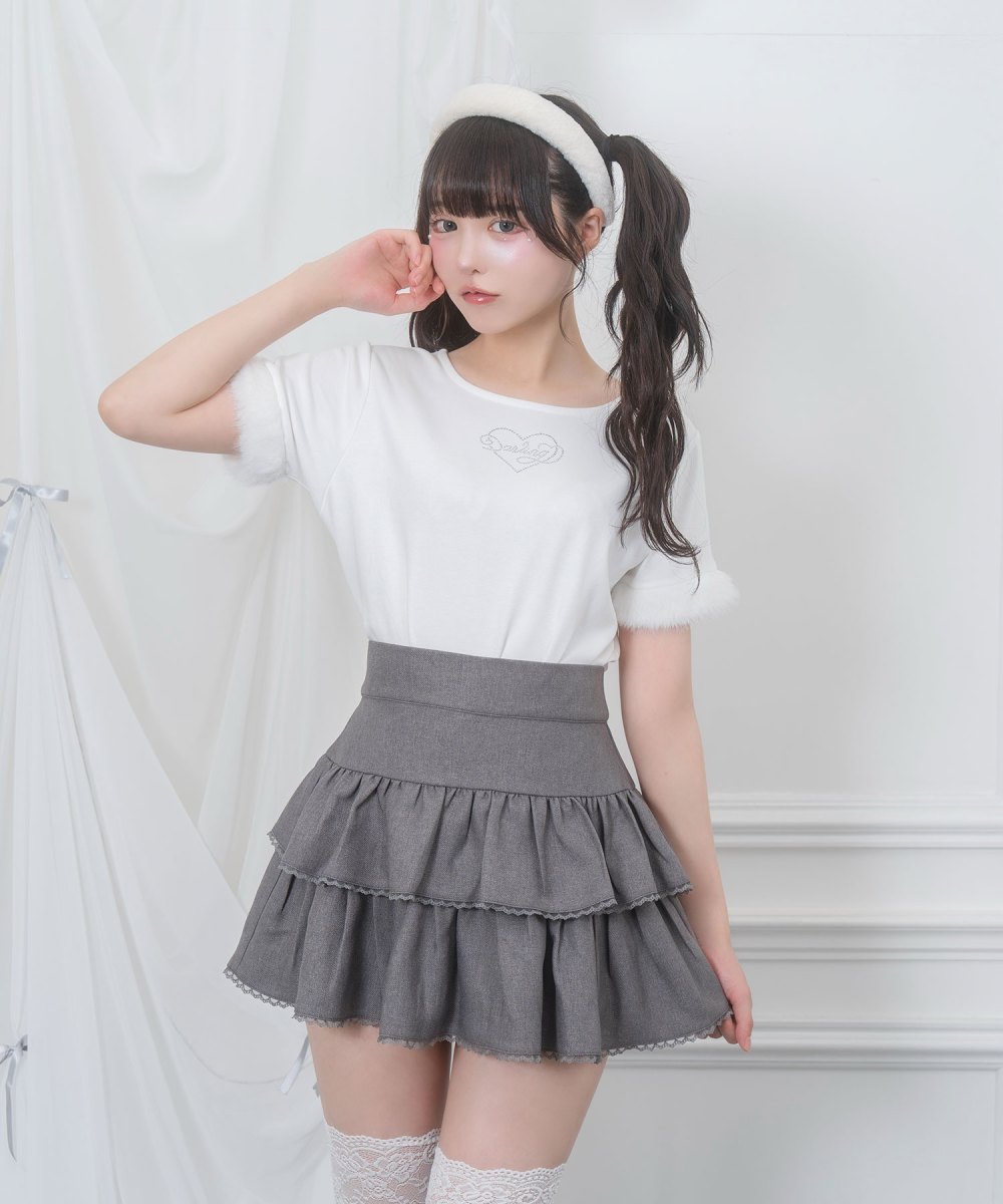 エコファー付きラインストーンTシャツ