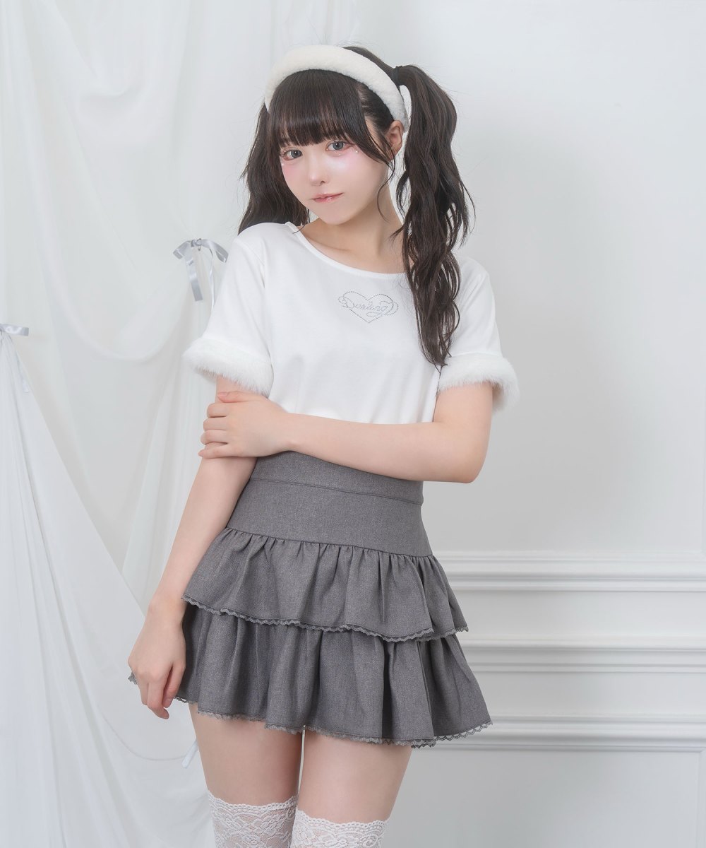 エコファー付きラインストーンTシャツ