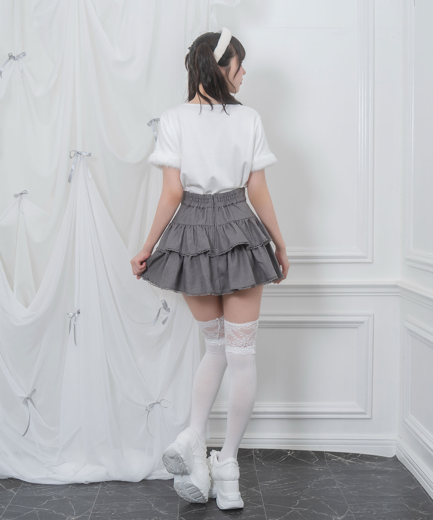 エコファー付きラインストーンTシャツ