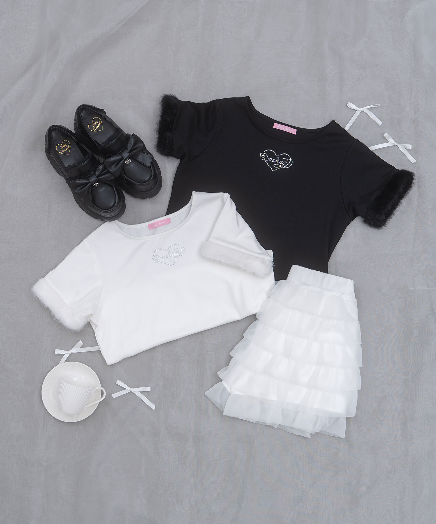 エコファー付きラインストーンTシャツ