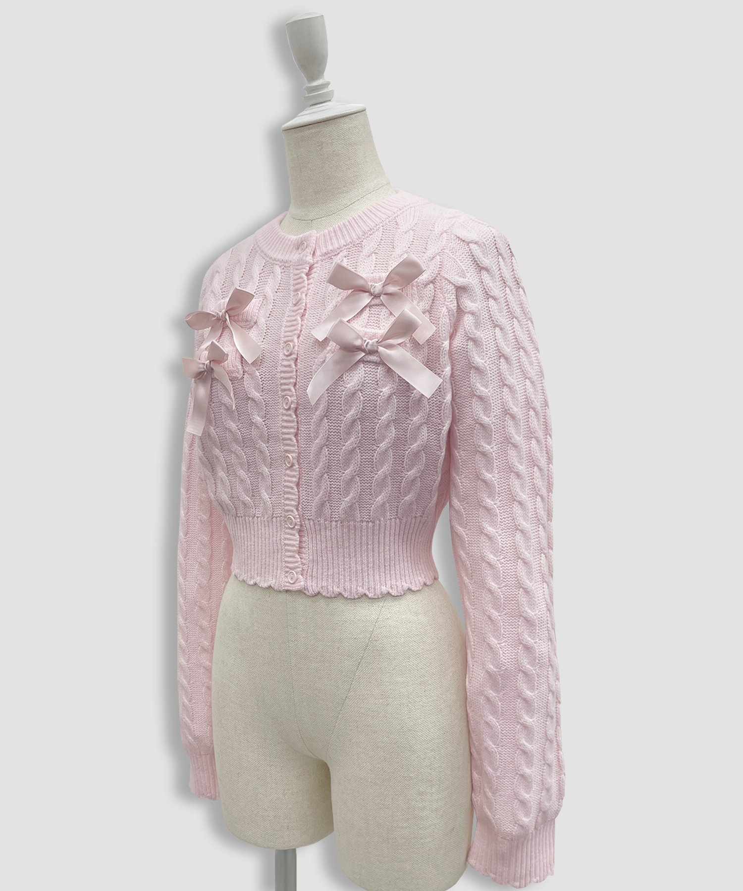 ポイントリボンケーブルカーディガン