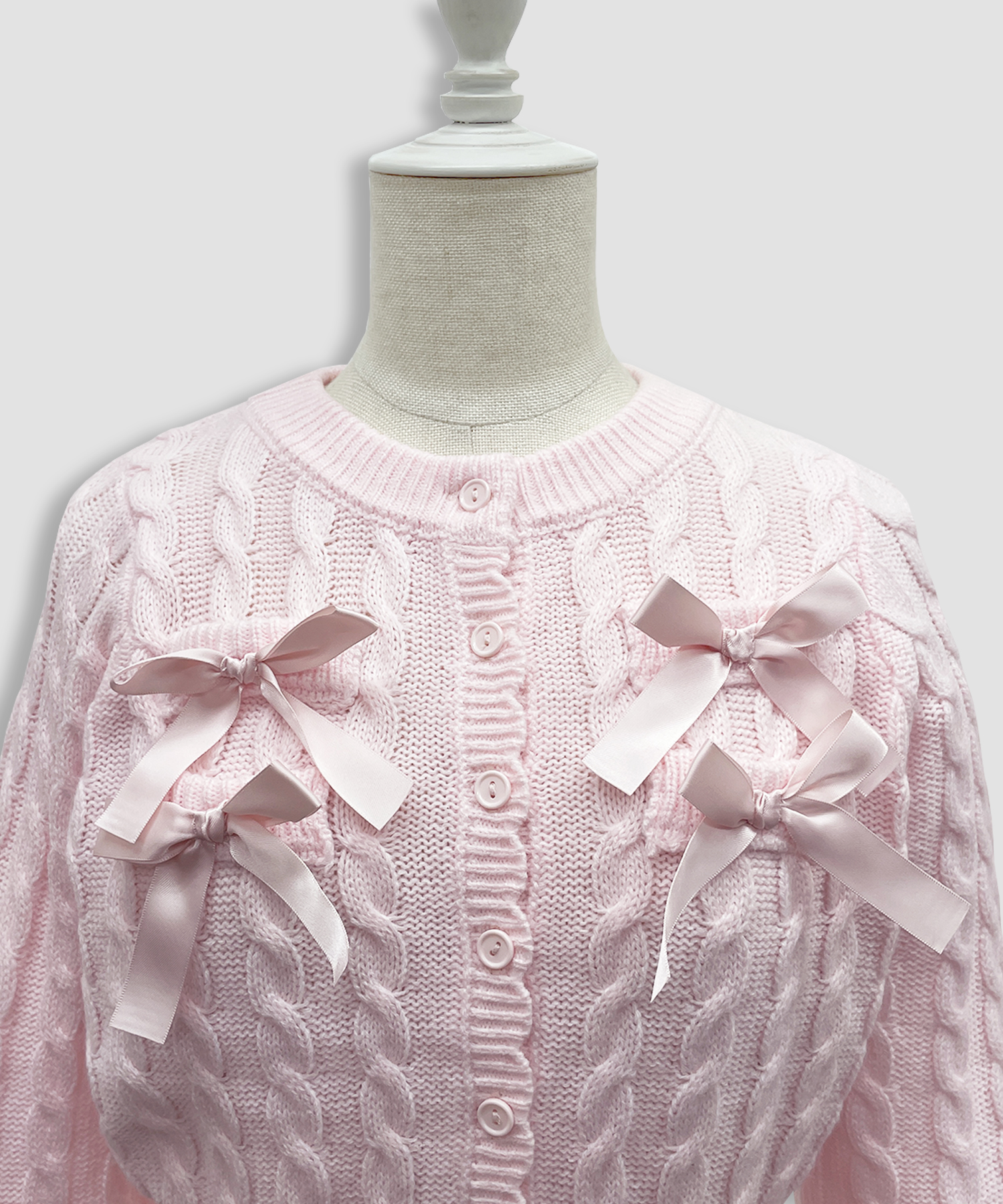 ポイントリボンケーブルカーディガン