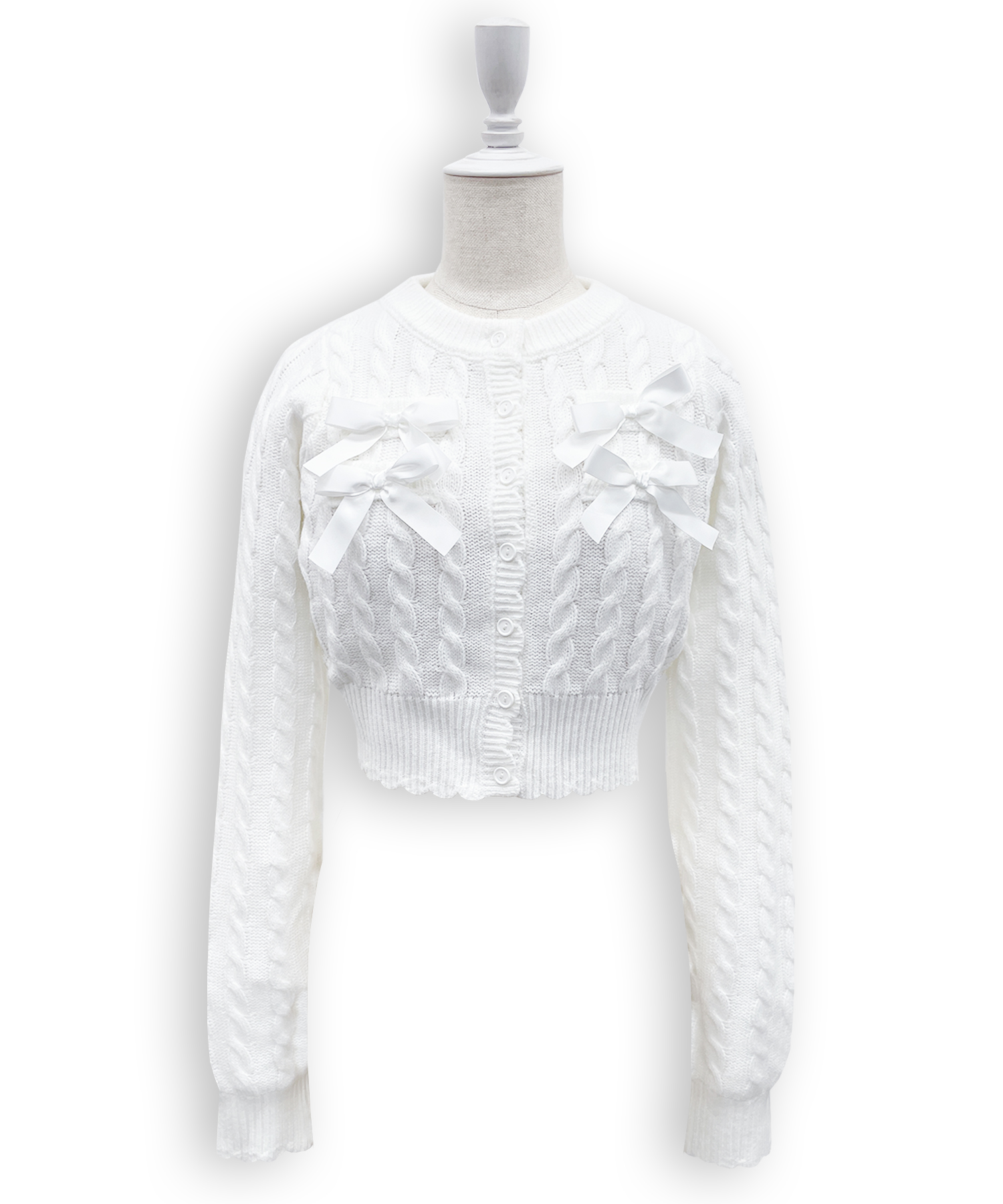 ポイントリボンケーブルカーディガン