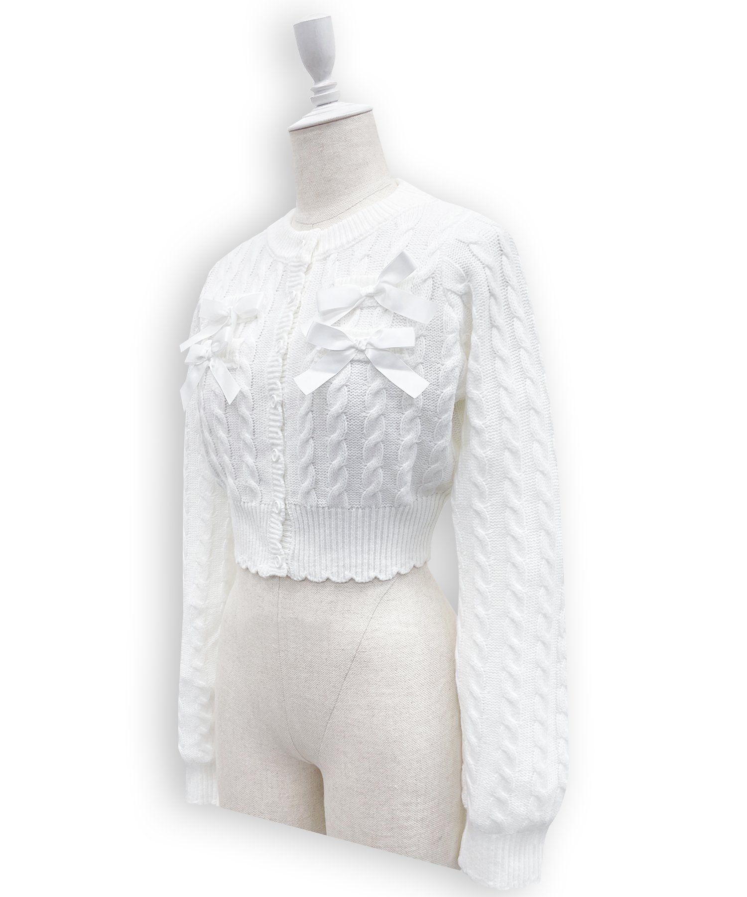 ポイントリボンケーブルカーディガン