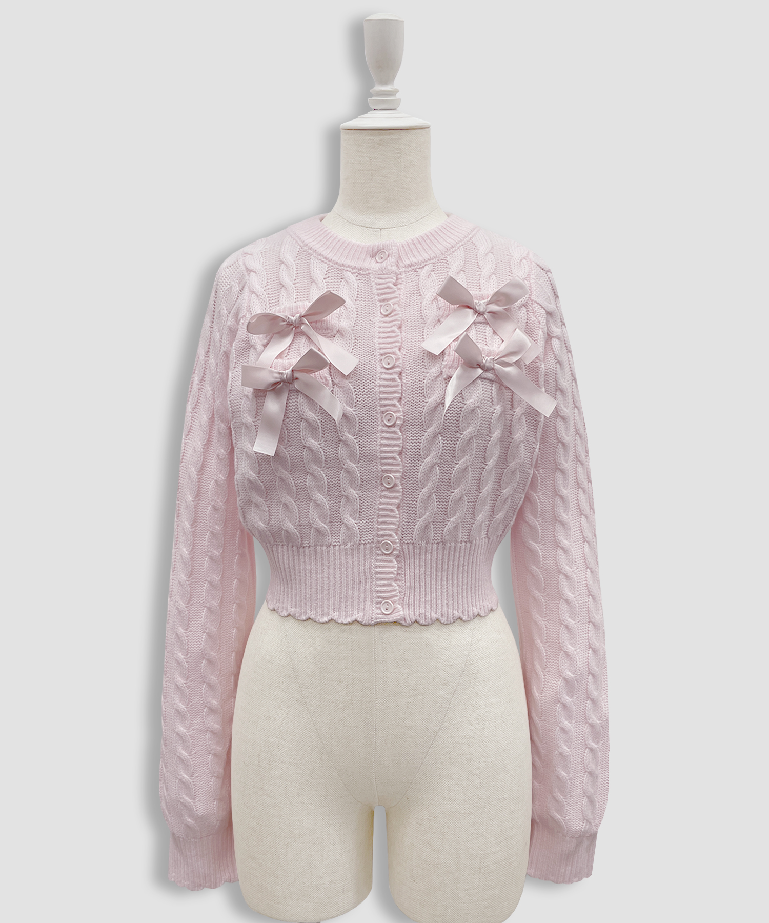 ポイントリボンケーブルカーディガン