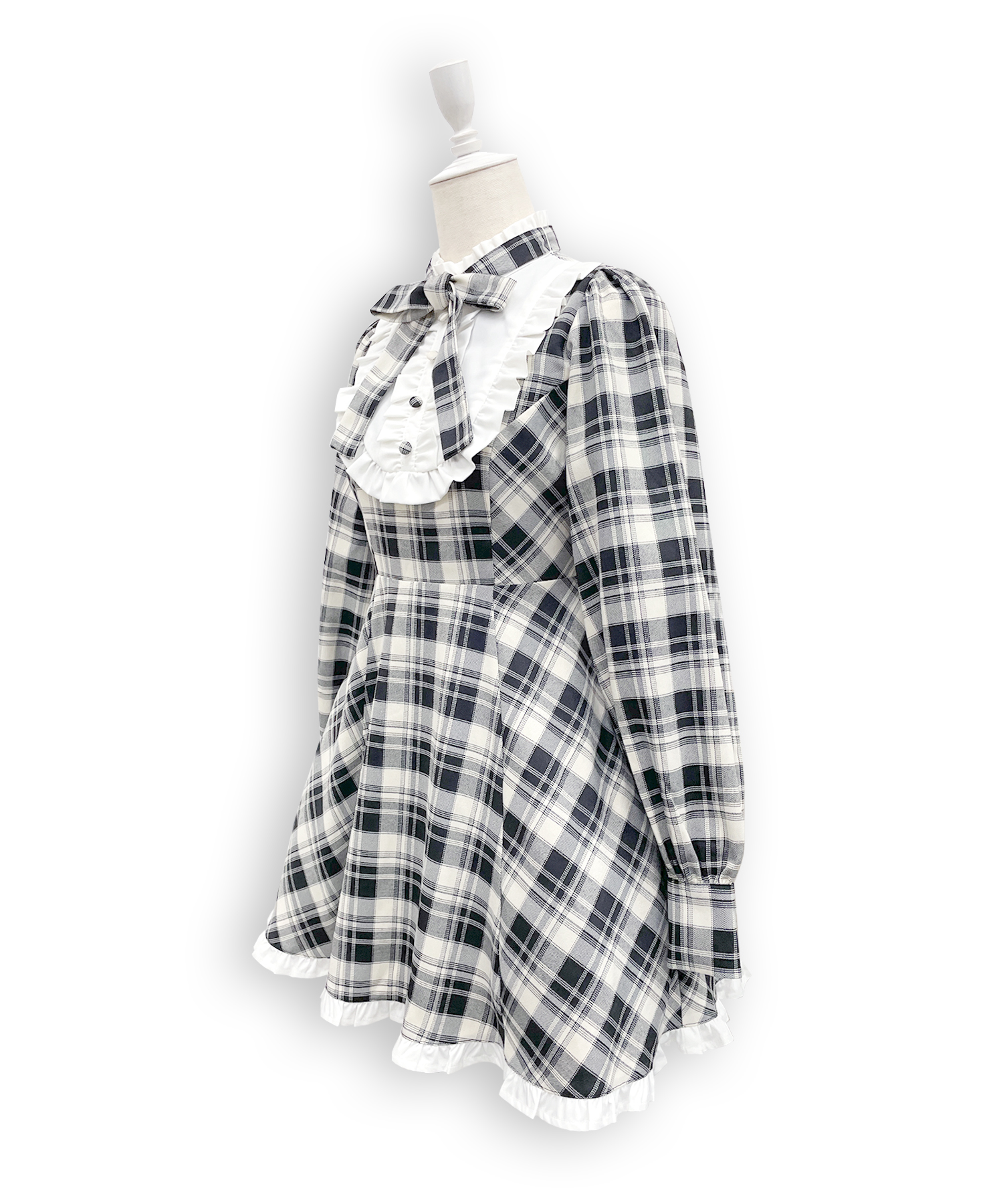 配色ヨークチェックワンピース