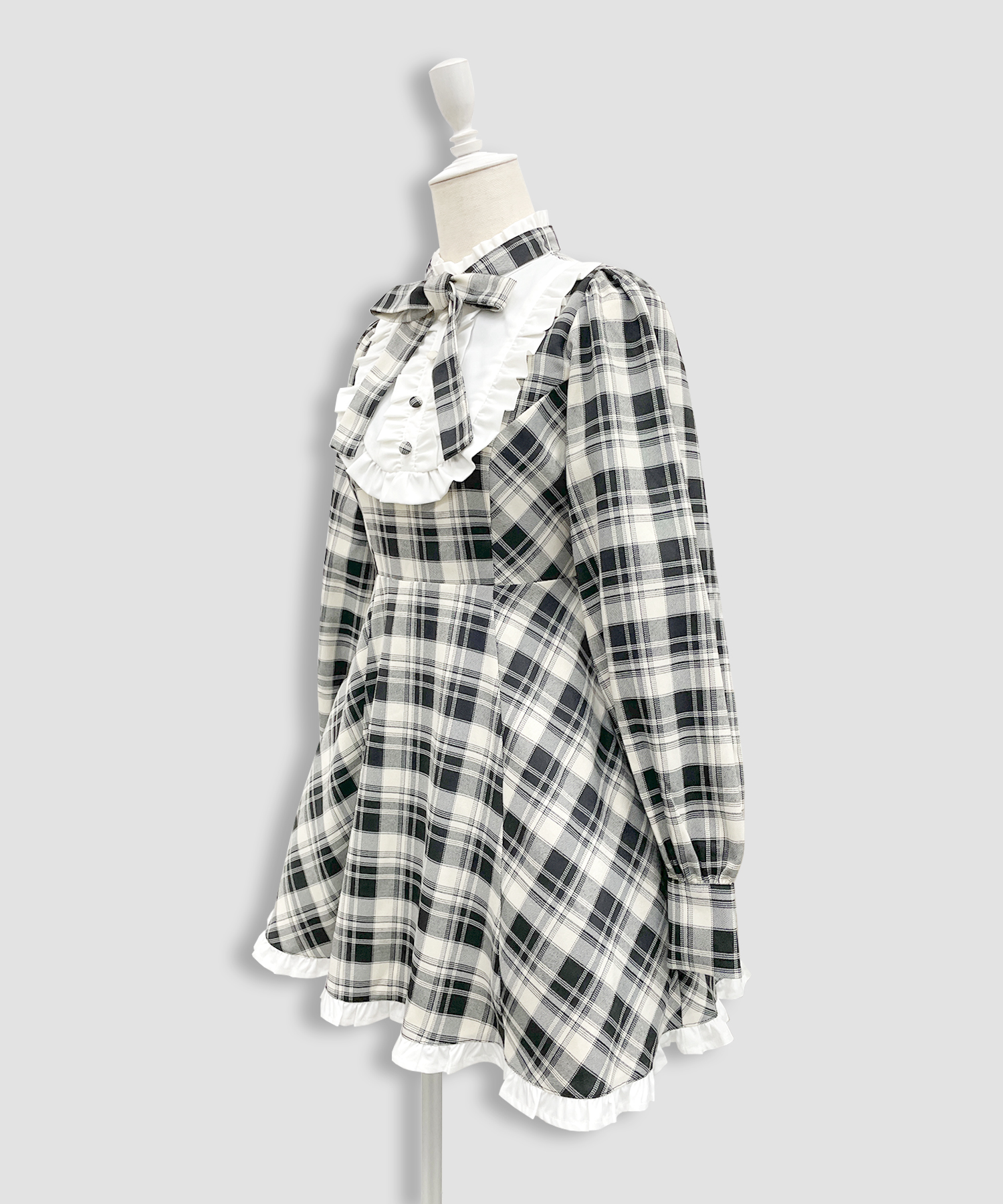 配色ヨークチェックワンピース