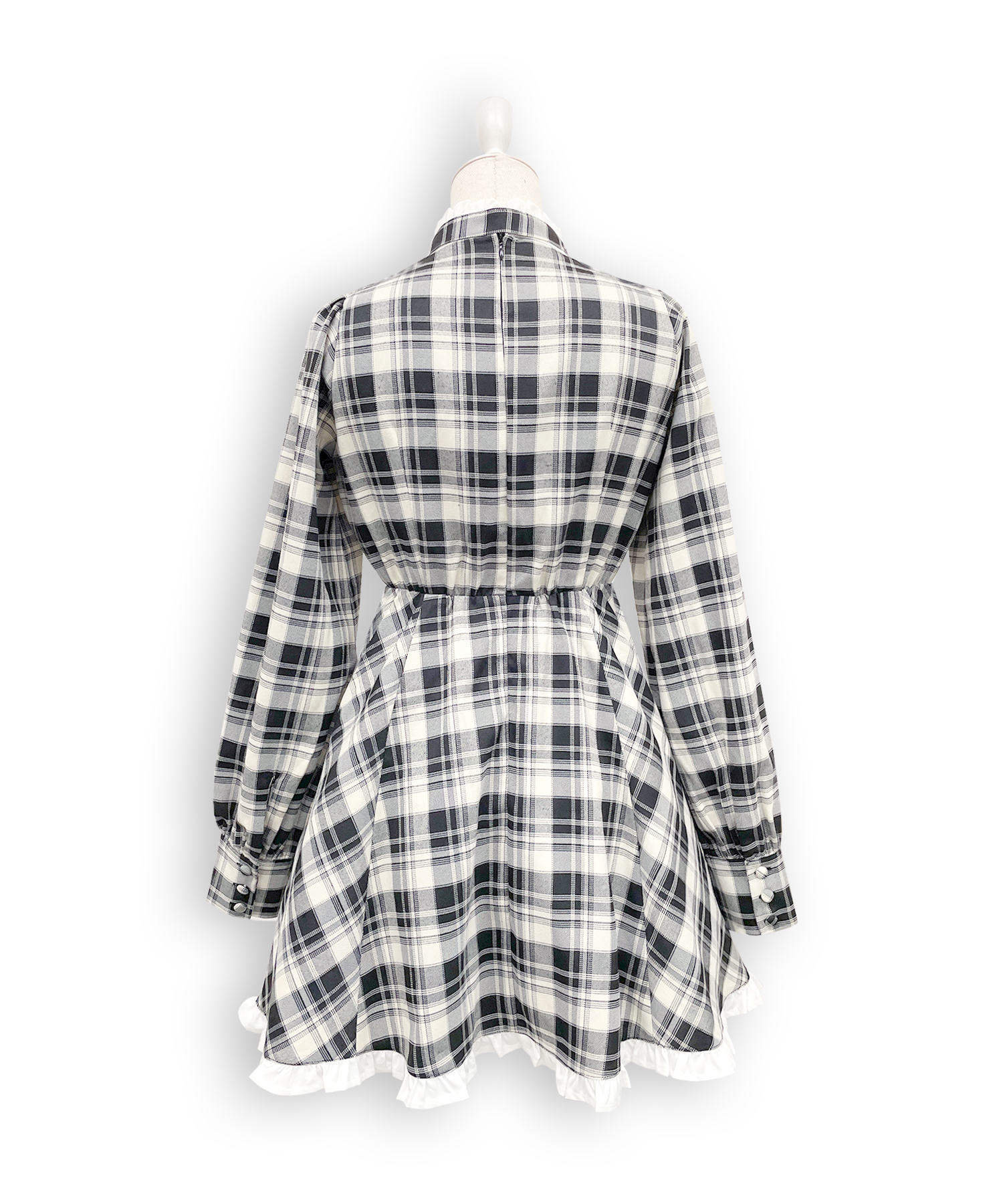 配色ヨークチェックワンピース