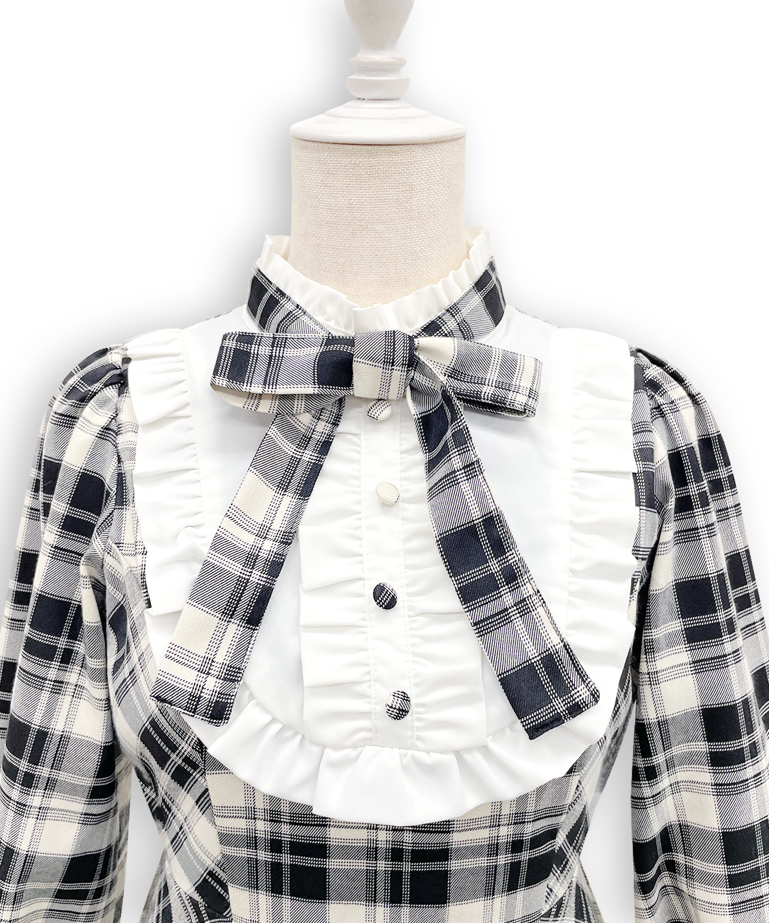 配色ヨークチェックワンピース